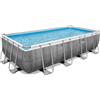 Bestway Piscina base struttura e liner rettangolare Power Steel da 488x244x122 cm effetto rattan grigio