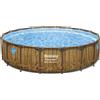 Bestway Piscina base struttura e liner ovale Power Steel Swim Vista da 549x122 cm effetto legno