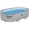 Bestway Piscina base struttura e liner ovale Power Steel Swim Vista da 488x305x107 cm effetto pietra