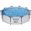 Bestway Piscina base struttura e liner rotonda Steel Pro MAX da 305x76 cm grigio chiaro