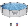 Bestway Set piscina fuori terra rotonda Steel Pro MAX da 305x76 cm