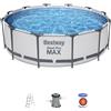 Bestway Set piscina fuori terra rotonda Steel Pro MAX da 366x100 cm