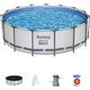 Bestway Set piscina da 457x122 cm grigio chiaro