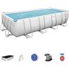 Bestway Set piscina fuori terra rettangolare Power Steel - 549x274x122 cm grigio chiaro