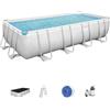 Bestway Set piscina fuori terra rettangolare Power Steel da 549x274x122 cm grigio chiaro