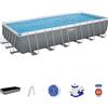 Bestway Set piscina fuori terra rettangolare Power Steel da 732x366x132 cm