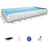 Bestway Set piscina fuori terra rettangolare Power Steel da 956x488x132 cm grigio chiaro