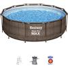 Bestway Set piscina fuori terra rotonda Steel Pro MAX - 366x100 cm effetto rattan