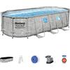 Bestway Set piscina fuori terra ovale Power Steel Swim Vista da 549x274x122 cm effetto pietra