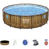 Bestway Set piscina fuori terra Power Steel Swim Vista da 488x122 cm legno