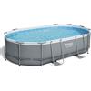 Bestway Piscina base struttura e liner ovale Power Steel 488x305x107 cm grigio scuro