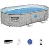 Bestway Set piscina fuori terra ovale Power Steel Swim Vista da 488x305x107 cm effetto pietra