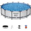 Bestway Set piscina da 427x107 cm grigio chiaro