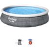 Bestway Set piscina fuori terra rotonda Fast Set gonfiabile da 396x84 cm grigio