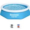 Bestway Set piscina fuori terra rotonda Fast Set gonfiabile da 244x61 cm azzurro