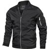 Jinsha Uomo Primavera-Autunno Casual Bomber Leggero Jacket Classica Cotone Softshell Cappotto Sottile Sportiva All'Aperto Collo da Baseball Estivo Giacca Militare Comodo Varsity Giubbotto Nero XL
