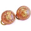 VENEZIA CLASSICA - Orecchini da Donna in Vetro di Murano Originale con foglia in oro 24kt, modello Cabochon, chiusura a Clip, Made In Italy certificato (arancio)