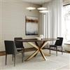 DEGHI Tavolo 200x100 cm con struttura in metallo oro e top in legno di mango color noce - Flame