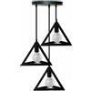 LEDSone Lampada a sospensione da soffitto industriale vintage a 3 teste nera a forma di triangolo con paralume in metallo, lampada a sospensione per interni