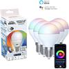 NITYAM SMART Set di 5 lampadine a LED connessa sferica 4.9W 470 Lumen attacco E14 - Colore di illuminazione multicolore (RGB) + Cambio bianco (CCT) - Angolo di illuminazione 220°