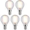 Paulmann 29097 Lampadina a filamento LED 230V goccia E14 confezione da 5 5x4,8W 5x470lm 45mm opaco vetro 2700K - bianco caldo