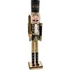 BAKAJI Soldato Schiaccianoci di Natale in Legno Gigante Altezza 106 cm Abiti Dipinti Barba e Capelli in Peluche con Meccanismo Funzionante Decorazioni Natalizie (Design 4)