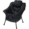 ML DESIGN modern living ML-Design Poltrona Lounge Rilassante Imbottitura in Cotone PP Rivestita in Poliestere Nero Braccioli e Tasca Laterale Poltroncina Salotto TV Seduta Ergonomica Relax da Lettura Cuscino per Testa
