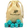 Waldfelsen 6, 12, 20, 30 o 50 dadi di alta qualità, dimensione standard 16 mm, dadi in acrilico, dadi per giochi da tavolo, 6 lati, set di accessori da gioco con sacchetto in tessuto (Turchese, 6