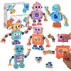 Bambebe Blocchi Giochi Montessori 3 Anni, Giochi in Legno con Bottoni, 28 Pezzo DIY Robot Giochi Educativi Costruzioni per Bambini, Blocchi Montessori Abilità Motorie Giocattolo