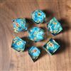 Elifel Liquid Core - Set di dadi poliedrici in resina con bordi affilati, 7 pezzi, a tema Koi Fish Ocean, per giochi di ruolo di dungeons and Dragons