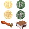 Comealltime 2 pezzi retrò alfabeto iniziali per sigillare la cera, vintage, 26 letters Brass Sealing Stamp con manico in legno rimovibile per invitazioni di festival, card, regalo wrapping Decoration-P