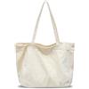 Boziee Borsa in denim/tela, da donna, grande, con chiusura a strappo, per scuola, lavoro, ufficio, viaggi, shopping, uso quotidiano, Tela beige