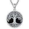 Friggem Collana Donna Argento 925, Collana Celtica Onice, Collana Albero della Vita Ciondolo Albero della Famiglia Gioielli Regalo per Donne Ragazze (J-Albero della Vita)