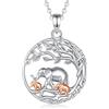 INFUSEU Collana Della Madre, Ciondolo Animale Famiglia in Argento Sterling 925 - Elefante Mamma e Due Figli - Gioielli di Moda Regalo per Mamma, Nonna, Zia