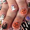 Boloshine 24 Pezzi Halloween Unghie Finte Corte Castello Fantasma Sulle Unghie, Unghie Artificiali Adesive Acrilico Fake Nails per Donne e Ragazze Nail Art Fai da Te