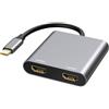 Hsupez Adattatore USB C a Dual HDMI 4K@60Hz, docking station Dual Monitor per laptop/MacBook/Galaxy S9/S9+ (solo Windows supporta MST)