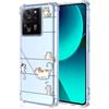 YUXING Cover Trasparente per Xiaomi 13T / Xiaomi 13T Pro - Custodia Protettiva Sottile in TPU Morbido Antiurto con Carino Motivo Disegno Cool (Kitten)