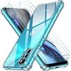 iVoler Cover per Motorola Moto G22 / Moto E32s, Antiurto Custodia con Paraurti in TPU Morbido e 3 Pezzi Pellicola Vetro Temperato, Ultra Sottile Trasparente Silicone Protettiva Case