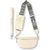 Blade Marsupio da donna in vera pelle, elegante borsa a tracolla da donna, con 2 spallacci regolabili rimovibili, tasca sul petto per donna nera, Crema-option-6, S