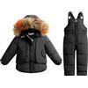 Generic Bambino Bambini Neonati Maschi Ragazze Tuta da Neve Abbigliamento Invernale per Bambini Tuta da Giacca con Cappuccio in Pelliccia Sintetica Giubbotto Pesante