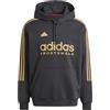 adidas -Felpa con Cappuccio -Cappuccio Regolabile con Cordino -Tasca A Marsupio -Polsini E ORLI A Coste -Taglio Regolare Nero XL