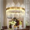 AOOCHOK Lampadario moderno in cristallo oro luci a sospensione, lampada a sospensione in cristallo dimmerabile per corridoio, balcone, portico, ristorante, apertura della porta, Chandelier, D40cm