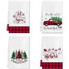 Ohok 4 asciugamani natalizi 45 x 65 cm, decorazione alla moda, strofinacci da cucina, Babbo Natale, in morbida microfibra, per bagno, cucina, panno asciutto, decorazione natalizia (set O)