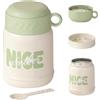 Jadin Porta Yogurt Termico, 680 ML Tazza per Yogurt in Acciaio Inox, Tazza da Colazione Portatile Riutilizzabile con Cucchiaio, Adatto per Latte, Cereali, Yogurt, Porridge, Adatta al Microonde, Verde