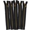 Aerzetix - C61381 - Set di 5 Cerniere Non separabili 20cm in Metallo con tiretto Decorativo - Cerniera Lampo - Nero - cursore pelletteria Cucito Gonna Abiti Pantaloni merceria