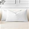 JOTOM 2 Pezzi Federe Cuscini 40x60cm Copricuscini Per Divano in Lino Bianco Decorativo Caso Decorazione Per La Casa Soggiorno Letto (Bianco)