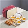 EeAaSsTy Set da tè in Ceramica con teiera e Tazza Cinese (1 teiera * 4 Tazze) (Bianco)