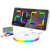 Pumwoy Sveglia Digitale con Ricarica Wireless, Sveglia da Comodino LED, Sveglia a Specchio, USB Ricaricare, RGB Luce Notturna Regolabile, 2 Allarme Snooze, 12/24h Orologio da Comodino