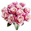 PacuM 12 Pcs Rose Finte in Seta Artificiale Bouquet Fiori Finti di Rosa con Steli Lunghi Fiori artificiali Fiori Artificiali Rose Finte Fiori artificiali， per Decorazioni per la Casa di Nozze(rosa scuro)