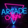 Looklight Insegna al Neon Arcade Night - Luce LED Blu e Rosa per Sala Giochi, Camera dei Bambini, Gaming Zone, Bar - USB Lettera Sign Wall Decor - Regalo per Party